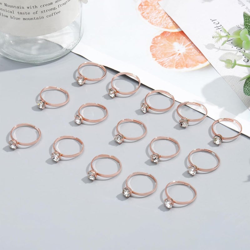 NEWITIN 120 Pieces Fake Rings Diamond Engagement Rings Silver Ring for Bridal Shower Party Game Wedding Table Decorations - Image 3